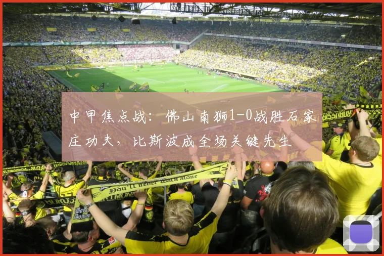 中甲焦点战：佛山南狮1-0战胜石家庄功夫，比斯波成全场关键先生